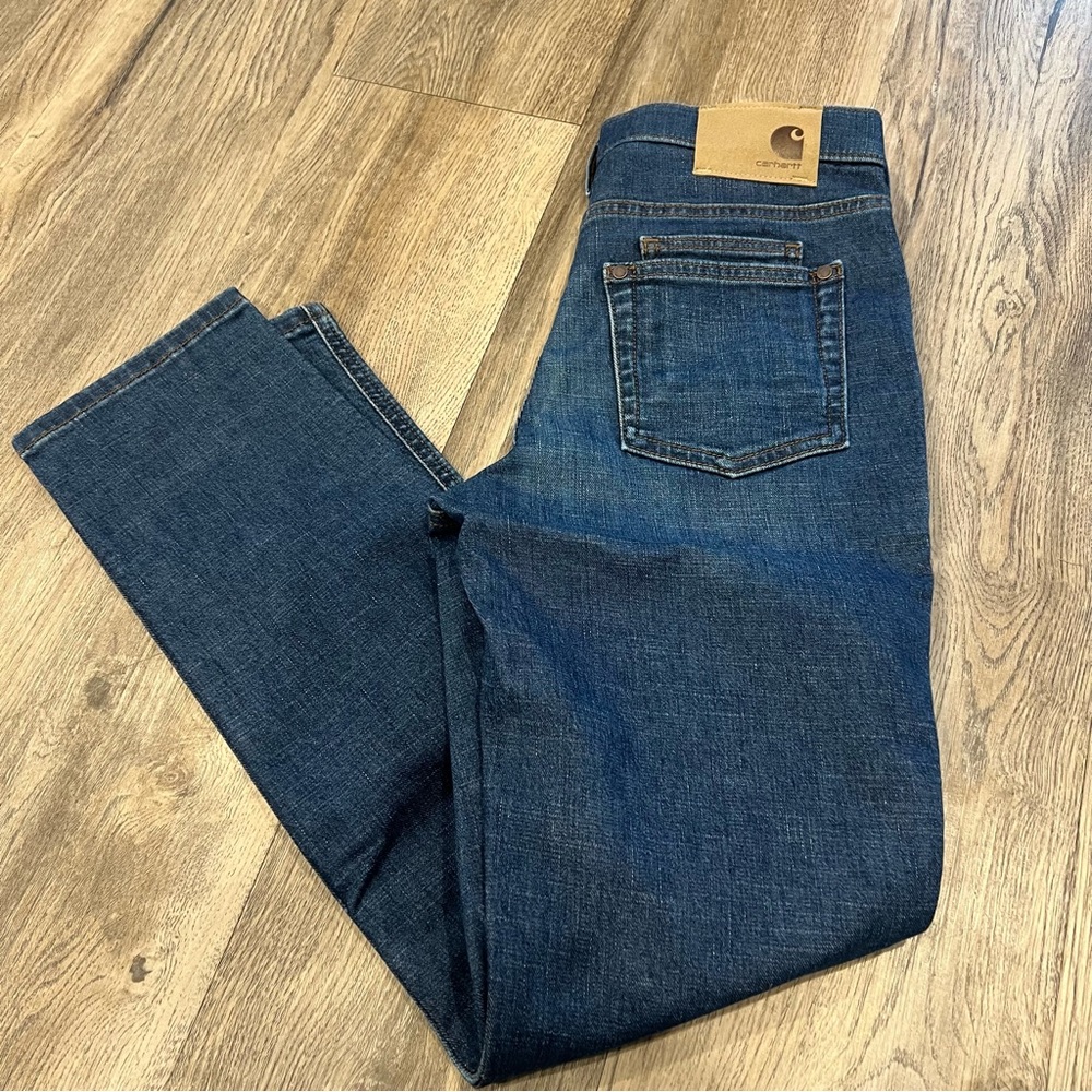 Carhartt Mason Women’s 2 Regular Mason Blue Denim Jeans High Rise Slim Leg Work
